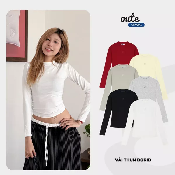 Áo Thun Nữ Dài Tay Ôm Body Outerity Long Slim Tee Basic Cotton Co Giãn Mềm Mịn