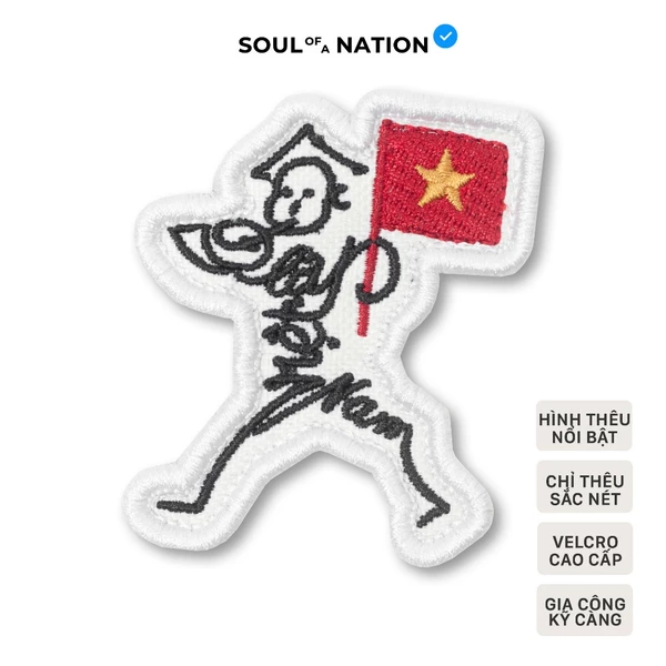 Patch Thêu KÝ HỌA CỦA BÁC HỒ thêu satin có miếng dán velcro cao cấp - SOUL OF A NATION