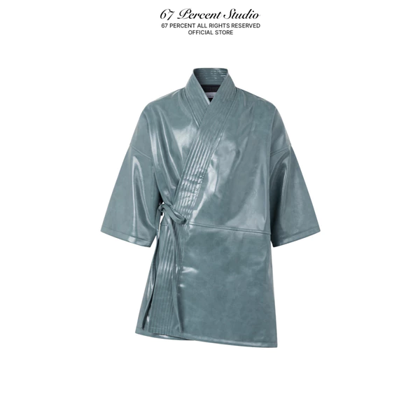 Áo Khoác Da Dáng Dài Phong Cách Nhật Bản 67PERCENT/67% - OBI LEATHER JACKET