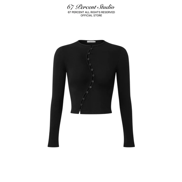 Áo Len Mỏng Dáng Ôm Nút Cong 67PERCENT/67% - CURVED BUTTON KNIT
