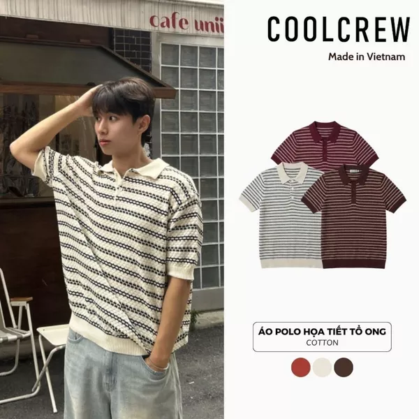 Áo Polo Len Dệt Kim Họa Tiết Sọc Ngang 𝐂𝐎𝐎𝐋𝐂𝐑𝐄𝐖 Unisex Form Oversized Phong Cách Thời Trang Hàn Quốc ALH12 APN115