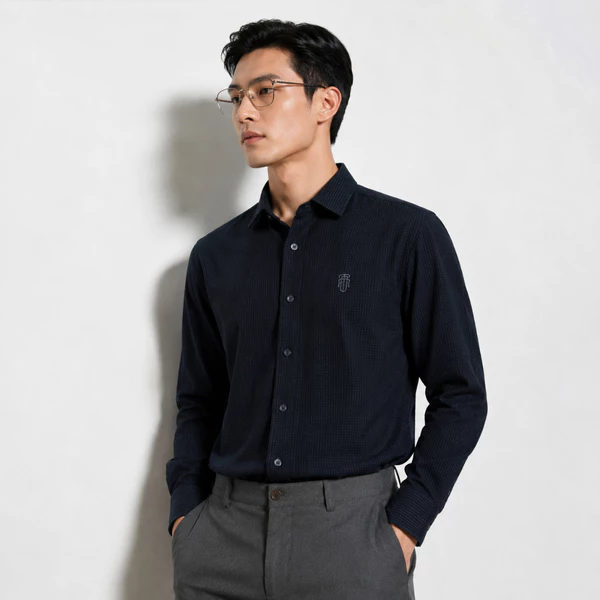 Sơ mi dài tay RIBBED SHIRT TORANO nhung tăm regularfit thêu logo ngực mềm mại, thoáng khí GATB302