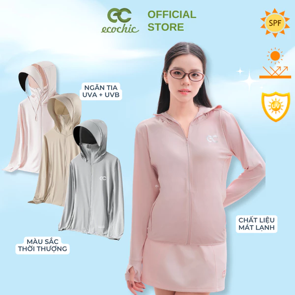(Tặng khẩu trang) Áo Chống Nắng Dáng Ngắn ECOCHIC Chống Tia UV UPF50+ Chất liệu Cao Cấp Thoáng Mát B041