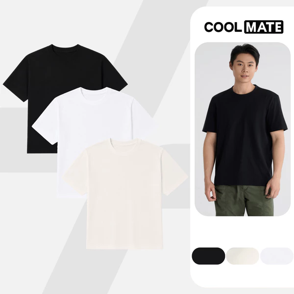 COMBO 3 Áo thun Tshirt nam Regular Fit Cotton poly 180gsm mềm mại, chất mát Coolmate