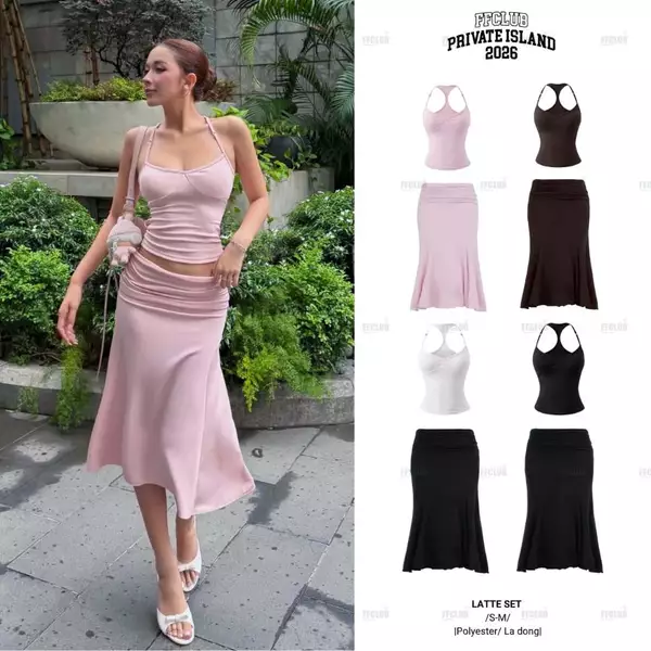 [CÓ TÁCH SET]  Áo Tanktop ba lỗ kèm Chân váy LATTE FFCLUB