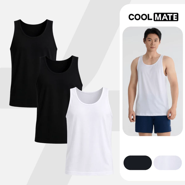 Combo 3 Áo Tanktop nam Regular Fit Cotton poly 180gsm mềm mại, chất mát, thoáng khí Coolmate