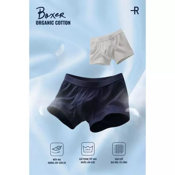 Quần Lót Nam Organic Cotton Trơn Phối Lưng Form Boxer - Routine 10S25UND001