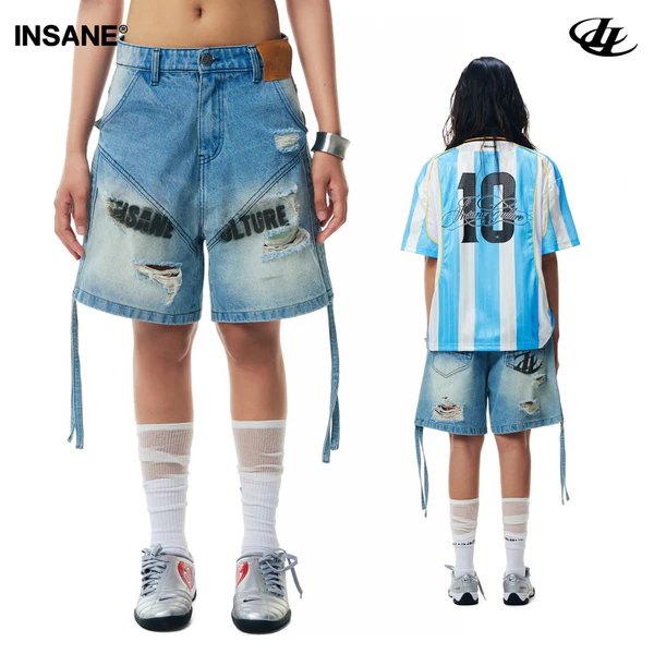 Quần Ngắn InsaneClo DROP SHORTS Form Ngắn Trên Gối Unisex Chất Liệu Denim