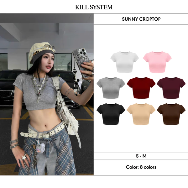 Áo croptop thun tăm mỏng ôm body SUNNII - 𝐊𝐈𝐋𝐋 𝐒𝐘𝐒𝐓𝐄𝐌