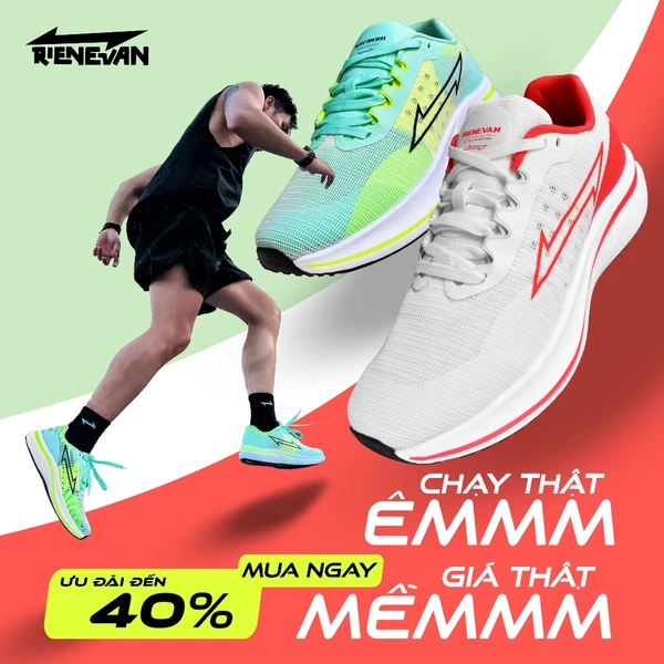 Giày Chạy Bộ Unisex RieNevan EZ RUN – Đế E2-Lite Đàn Hồi, Siêu Nhẹ & Thoáng Khí