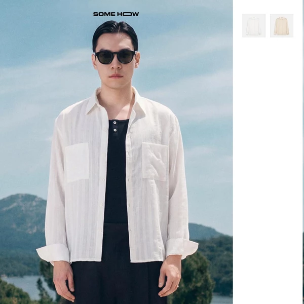 [N]Áo Sơ Mi Boxy Oslo Texture Long Sleeve Poly Dệt Thoải Mái Phong Cách, SM0211 SOME HOW STORE