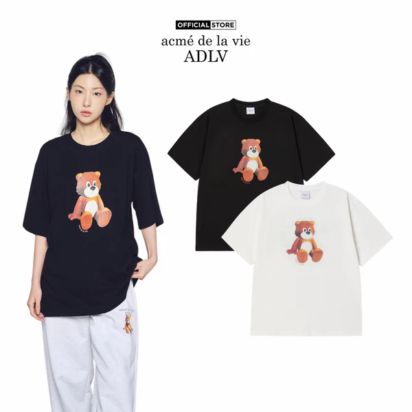 Áo Thun ADLV AC Teddy Bear dáng oversized màu Đen/Kem - Hàng chính hãng