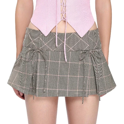 LSOUL Chân Váy Xếp Ly Cạp Trễ Sọc Caro Phong Cách Y2K Cá Tính Charli Skirt CV23100664