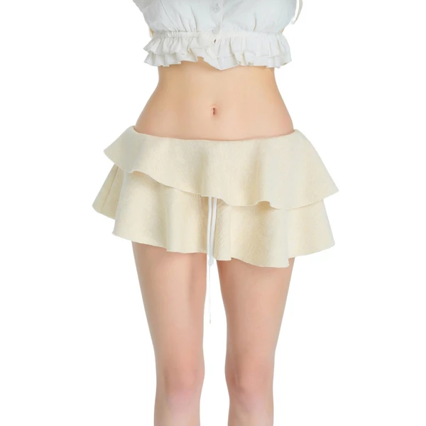 LSOUL Chân Váy Mini Tầng Bèo Dáng Xòe Chân Váy Cạp Trễ Style Nhẹ Nhàng Nữ Tính Noon Skirt CV26030751