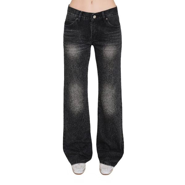 LSOUL Quần Jeans Nữ Ống Suông Dài Wash Loang Diva Pants J25120825 J25120826