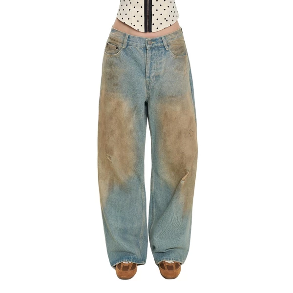 LSOUL Quần Jeans Nữ Ống Rộng Wash Loang Vintage Dirr Pants J25110824