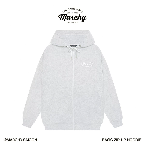 MARCHY - Basic Zip-up Hoodie - Áo khoác dây kéo