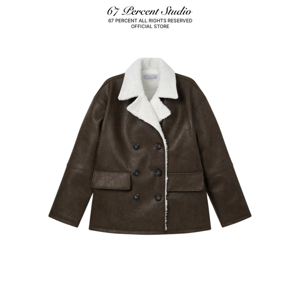 Áo Khoác Da Dáng Dài Phối Lớp Lót Lông 67PERCENT/67% - WILD LEATHER COAT