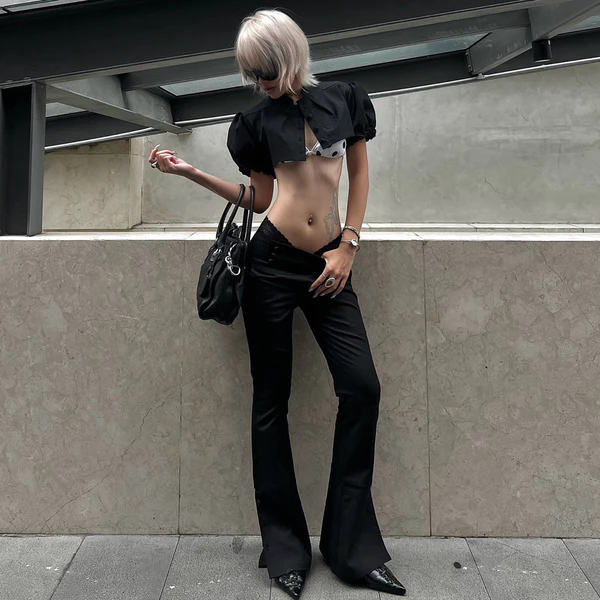 Quần dài ống loe nữ REGODS CROWNLESS FLARE PANTS – quần  ống loe cạp cao, tôn dáng, phong cách high fashion