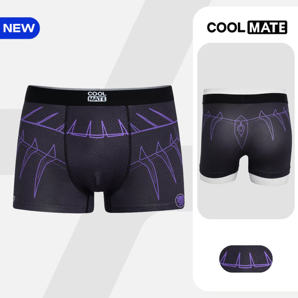 [MUA 3 GIẢM 12%][BST MARVEL]Quần lót nam Trunk Black Panther, Quần sịp chiến binh báo đen mềm mại Coolmate