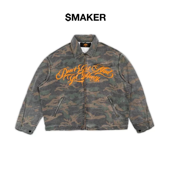 [SMAKER] Áo khoác hoạ tiết lính có cổ - DONT GET MAD WORK WORKWEAR WASH JACKET IN CAMO