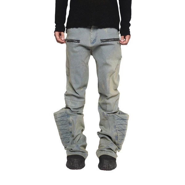 Quần Denim Goldie "ELECTRO POCKET" Phủ Sáp Giặt Mài Màu Xanh Sáng