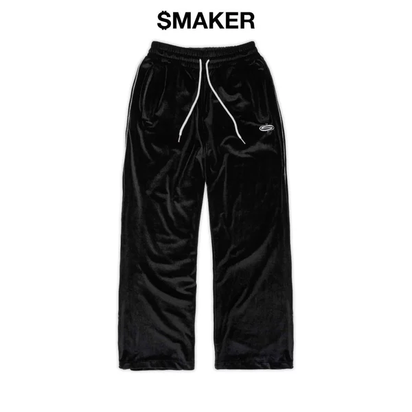 [SMAKER] Quần dài màu đen vải nhung - LOGO VELVET PANTS IN BLACK