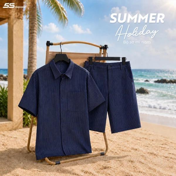 [XẢ HÀNG ĐỢT CUỐI] Bộ Sơ Mi Nam 5S FASHION Chất Cotton Thoáng Mát, Thiết Kế Kể Sọc Thời Thượng MBSM26042