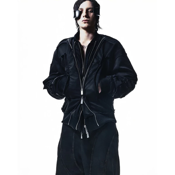 Áo Khoác Zip Goldie "MULTI ZIPPER FRINGE BOMBER" Màu Đen