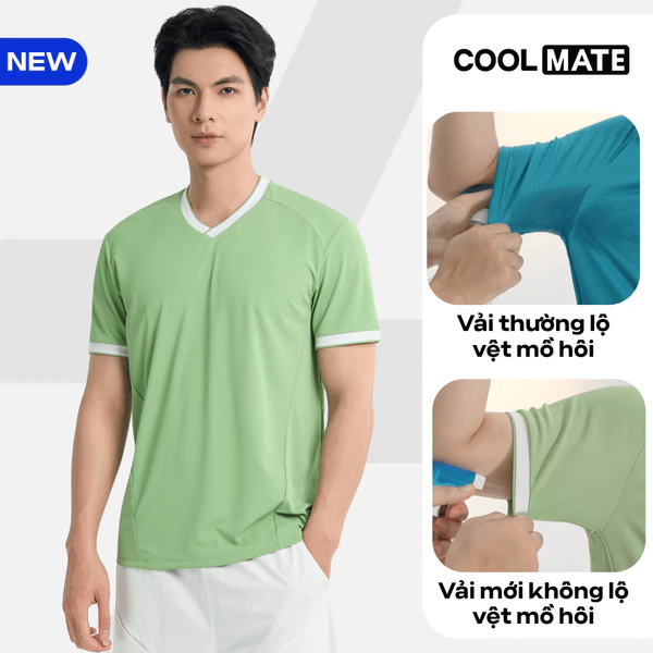 Áo thun thể thao nam cổ V Pickleball ZeroMark nhanh khô KHÔNG ĐỂ LẠI VỆT MỒ HÔI Coolmate