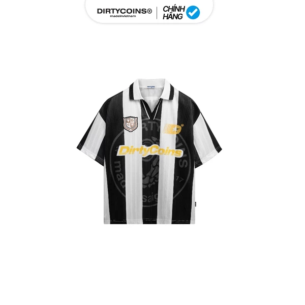 Áo Thun Polo Soccer Jersey Striped Black White