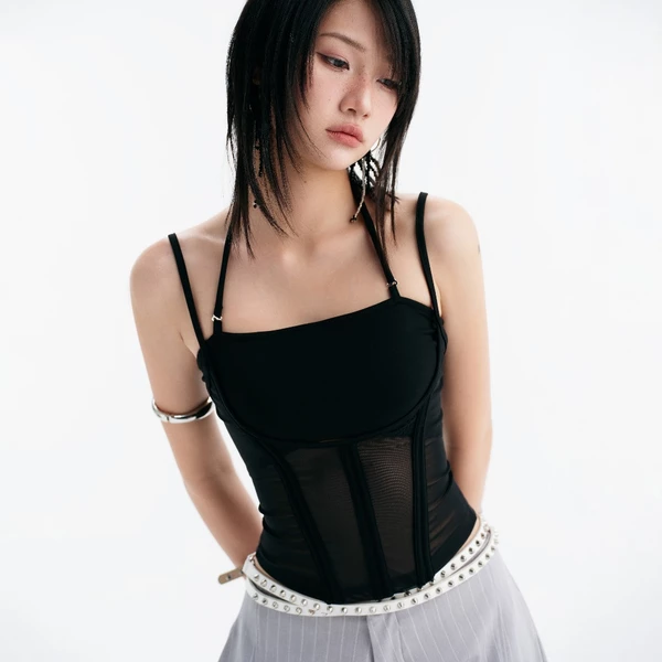 MELIOS MESH TOP (BLACK) BunnyHill SSLP40c