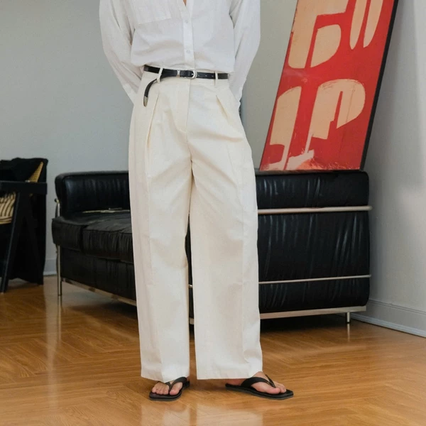 Quần Kaki Nam B Brown Studio Phom Rộng Xếp Li - Wide Leg Khaki Pants 100% Cotton
