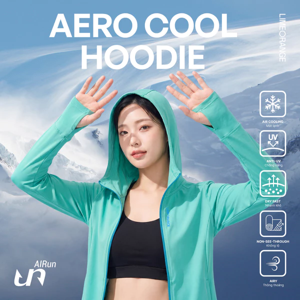 Áo Khoác Nữ Chống Nắng, Chống UV AERO COOL HOODIE Vải Co Giãn LIMEORANGE OO26477101
