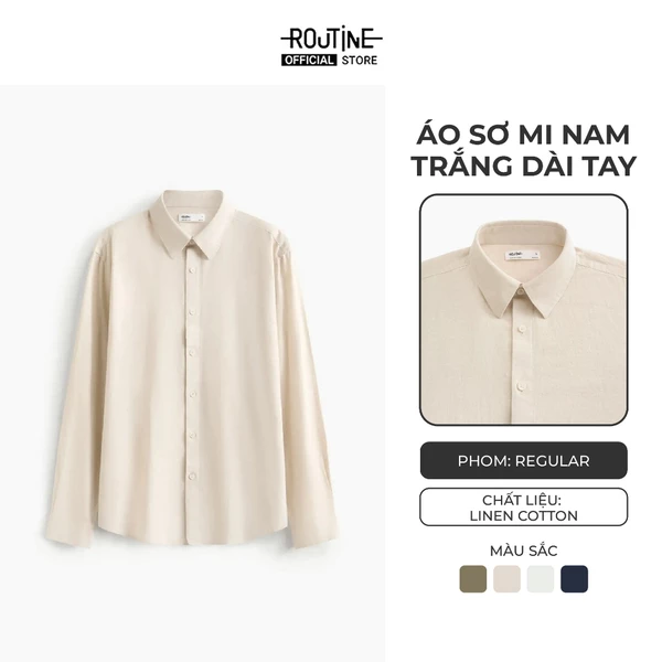 [ĐƠN 699K TẶNG VỚ]  Áo Sơ Mi Linen Cotton Tay Dài Form Regular - Routine 10F24SHL048