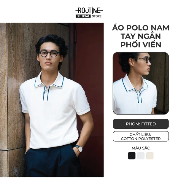 Áo Polo Nam Tay Ngắn Vải Cotton Phối Cổ Và Nẹp Form Fitted - Routine 10S25POL013