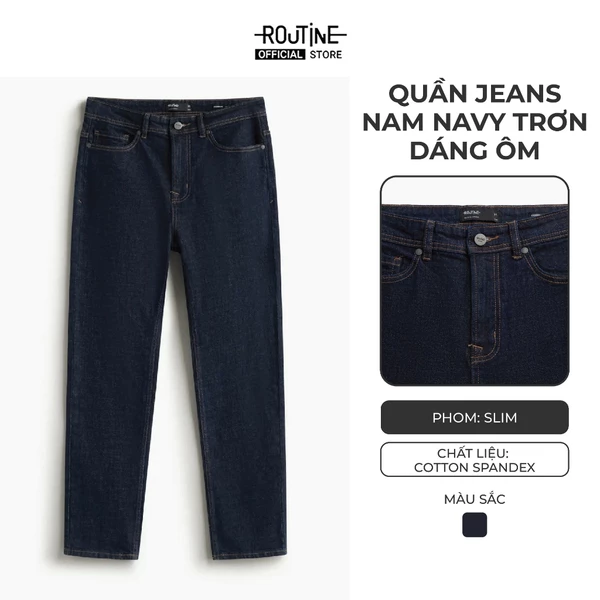 [🔥HOT] Quần Jean Nam Trơn Form Slim - Routine 10S25DPA103C