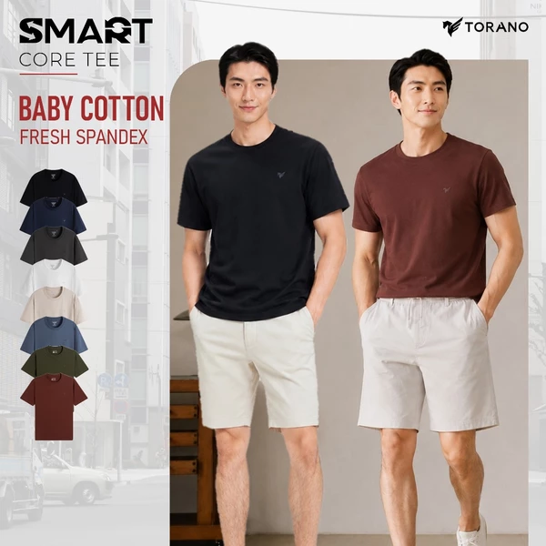 Áo thun nam ngắn tay SMART CORE TEE TORANO chất Cotton mát lạnh thoáng khí,co giãn thoải mái, thấm hút mồ hôi FSTS001