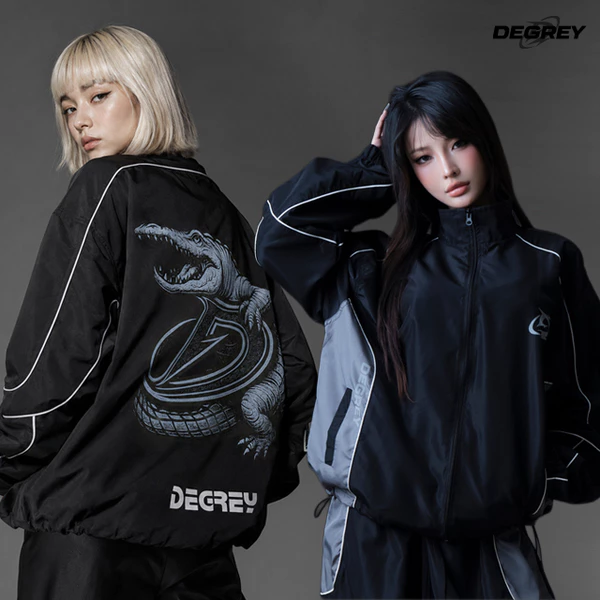 Jacket Degrey màu ĐEN in Mascot áo khoác dù thể thao - JKMASCOT