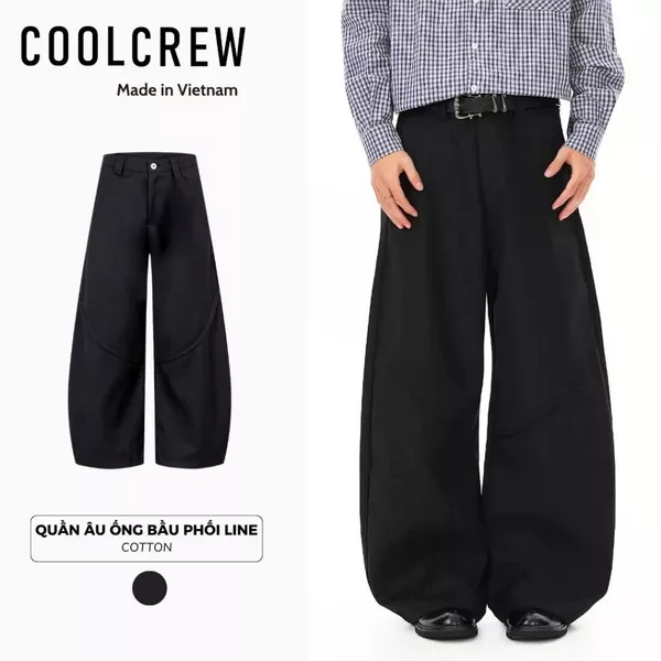 Quần Âu Ống Bầu Phối Line 𝐂𝐎𝐎𝐋𝐂𝐑𝐄𝐖 Unisex Nam Nữ Phong Cách Thời Trang Hàn Quốc QTD111