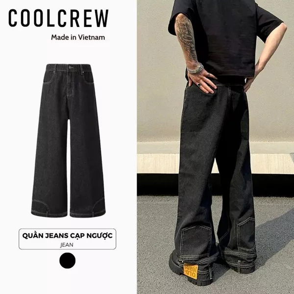 Quần Jeans Cạp Ngược 𝐂𝐎𝐎𝐋𝐂𝐑𝐄𝐖 Unisex Nam Nữ Phong Cách Thời Trang Trẻ Trung, Năng Động QTD040