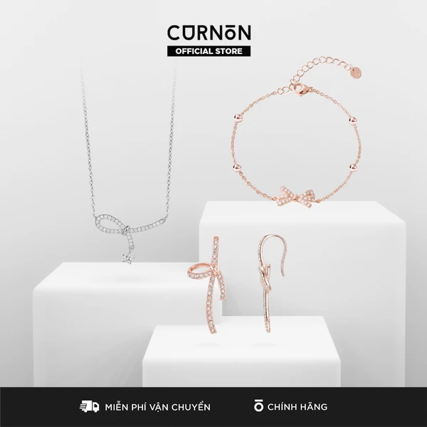 [HÀNG MỚI VỀ] Bow Collection - Bộ Sản Phẩm Trang Sức Vòng Tay, Dây Chuyền, Bông Tai Nữ Curnon - Chất Liệu Thép Không Gỉ