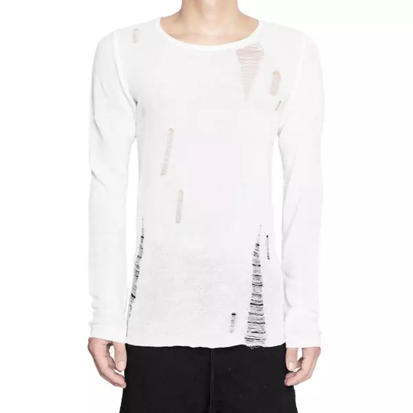 Áo Len Goldie "KNIT DISTRESSED WHITE" Form Cropped