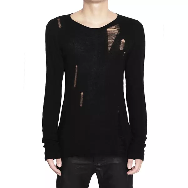 Áo Len Goldie "KNIT DISTRESSED BLACK" Form Cropped