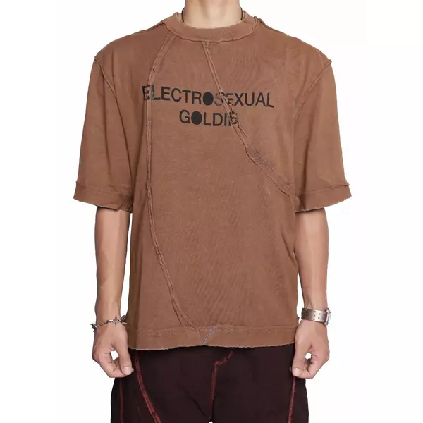 Áo Thun Goldie "ELECTRO WASHED BROWN" 100% Cotton Giặt Nhuộm Cắt Xẻ