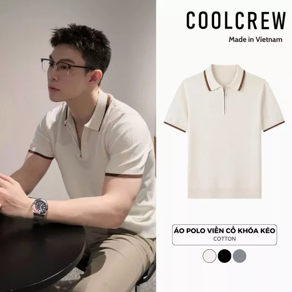 Áo Polo Viền Cổ Phối Khóa Kéo 𝐂𝐎𝐎𝐋𝐂𝐑𝐄𝐖 Form Rộng Tay Ngắn Basic Phong Cách Hàn Quốc Unisex APN107
