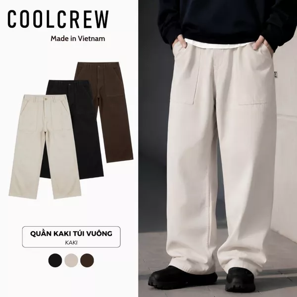 Quần Jeans Kaki Ống Suông Basic Unisex 𝐂𝐎𝐎𝐋𝐂𝐑𝐄𝐖 Túi Vuông Rộng Unisex Minimalist Phong Cách Hàn Quốc QTD121