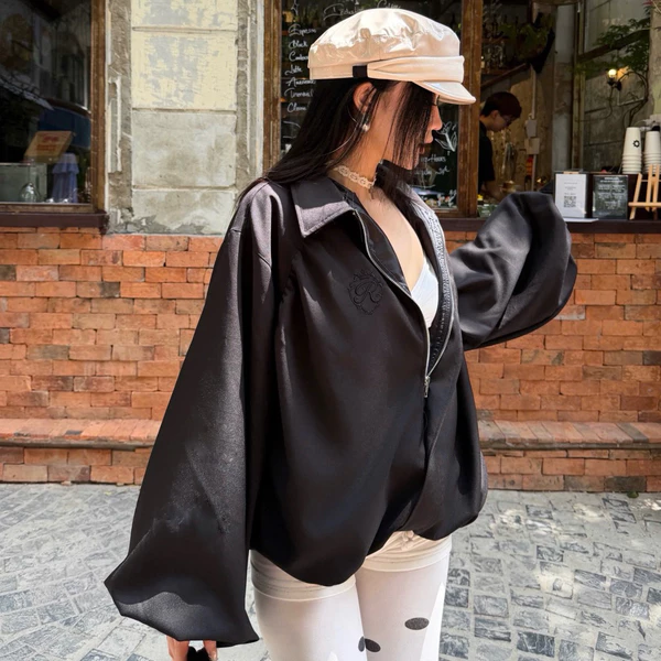 Áo khoác kaki form rộng oversize 2 lớp REGODS PUFF JACKET tay phồng - lót dù, cổ cao, nút ẩn tinh tế