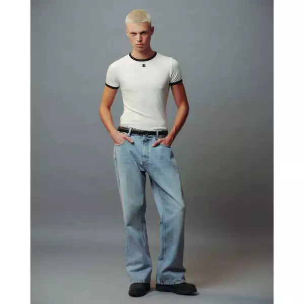 Eleven - Áo Thun Unisex Viền Tương Phản Thêu Mono | Màu Trắng Viền Đen