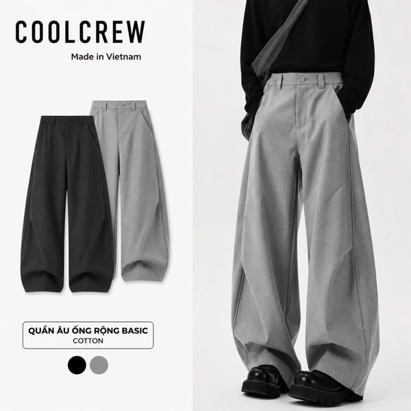 Quần Âu Ống Rộng Basic 𝐂𝐎𝐎𝐋𝐂𝐑𝐄𝐖 Unisex Nam Nữ Phong Cách Thời Trang QED109